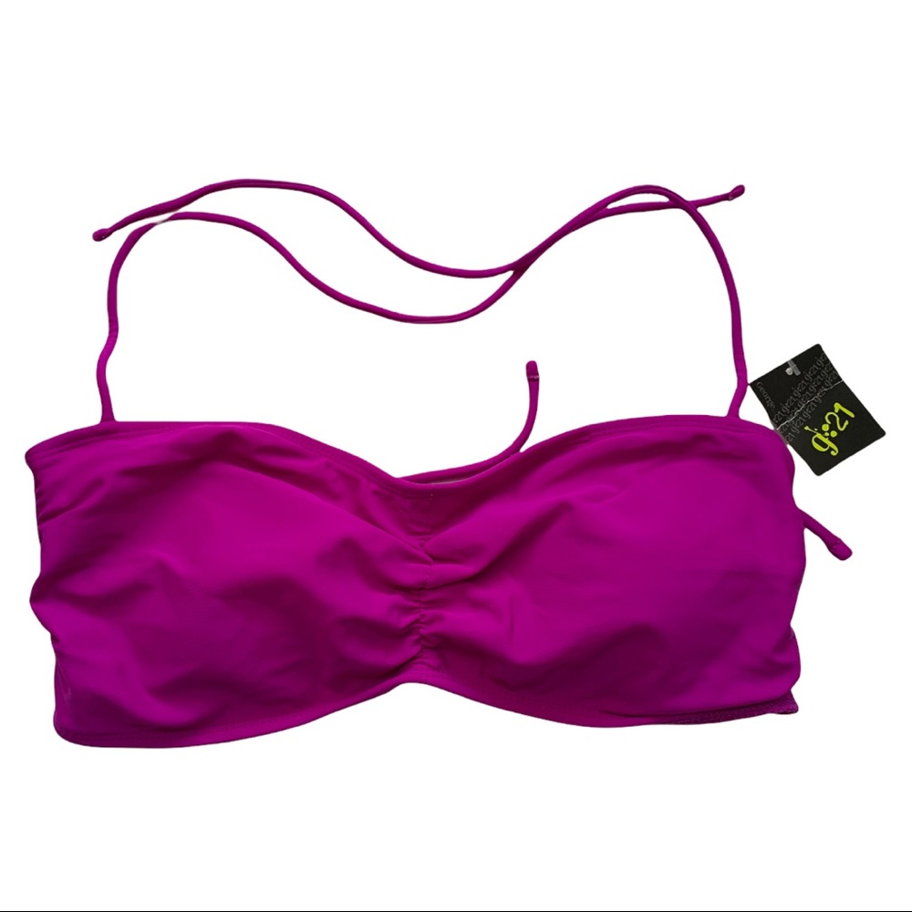 5/$25 NWT G:21 Swim Hot Pink Bikini Top String Tie Cinched Padded Extra Large